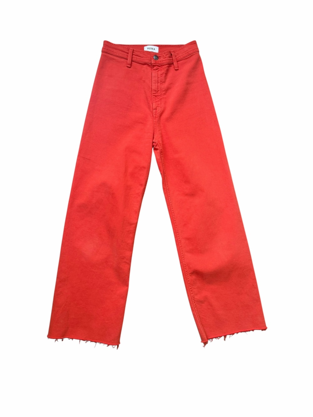 Pistola Red Orange High Rise Wide Leg Cropped Jeans